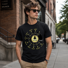 Vintage Rotary Phone Dial Pattern T-Shirt--VINT013