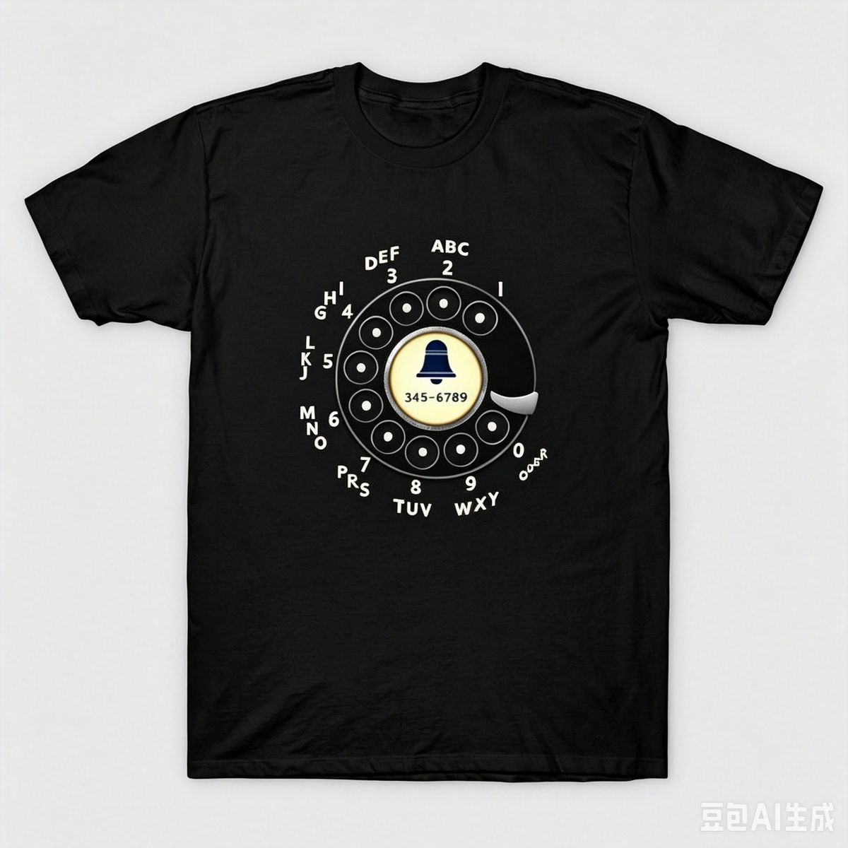 Vintage Rotary Phone Dial Pattern T-Shirt--VINT003