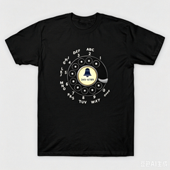 Vintage Rotary Phone Dial Pattern T-Shirt--VINT003