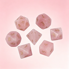 Natural rose quartz polyhedral dice stone