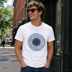 Vintage Rotary Phone Dial Pattern T-Shirt--VINT012