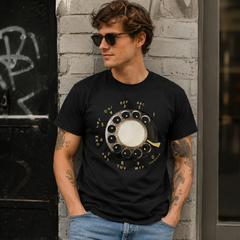 Vintage Rotary Phone Dial Pattern T-Shirt--VINT011