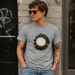 Vintage Rotary Phone Dial Pattern T-Shirt--VINT011