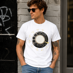 Vintage Rotary Phone Dial Pattern T-Shirt--VINT011