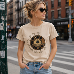 Vintage Rotary Phone Dial Pattern T-Shirt--VINT015