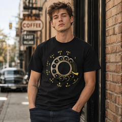 Vintage Rotary Phone Dial Pattern T-Shirt--VINT018