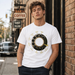 Vintage Rotary Phone Dial Pattern T-Shirt--VINT018