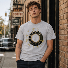 Vintage Rotary Phone Dial Pattern T-Shirt--VINT018