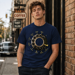 Vintage Rotary Phone Dial Pattern T-Shirt--VINT018