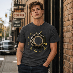 Vintage Rotary Phone Dial Pattern T-Shirt--VINT018