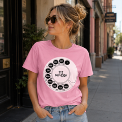 Vintage Rotary Phone Dial Pattern T-Shirt--VINT019