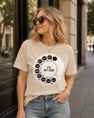 Vintage Rotary Phone Dial Pattern T-Shirt--VINT019