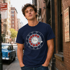 Vintage Rotary Phone Dial Pattern T-Shirt--VINT026