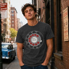 Vintage Rotary Phone Dial Pattern T-Shirt--VINT026