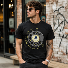 Vintage Rotary Phone Dial Pattern T-Shirt--VINT027