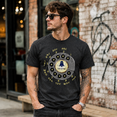 Vintage Rotary Phone Dial Pattern T-Shirt--VINT027
