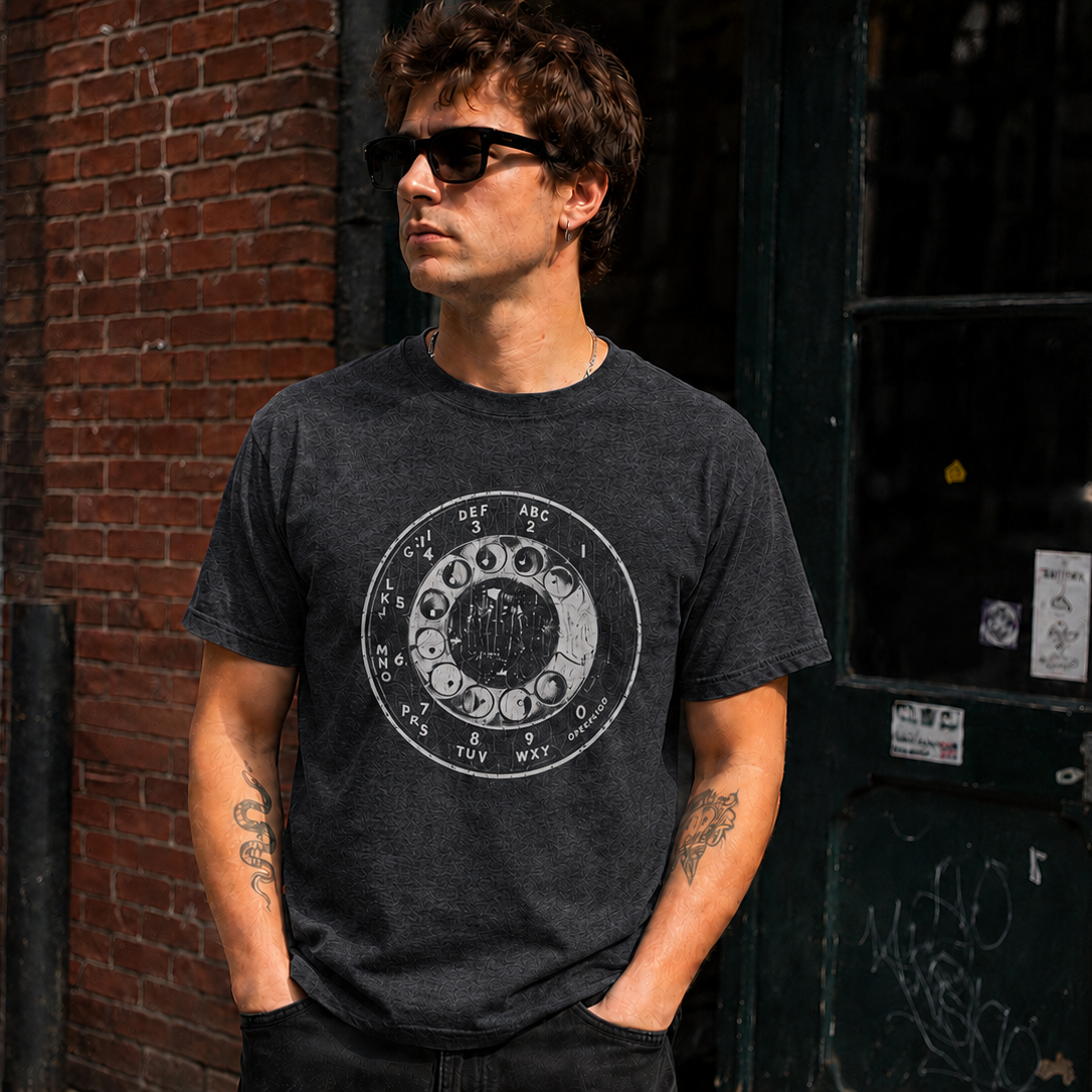 Vintage Rotary Phone Dial Pattern T-Shirt--VINT028