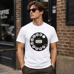 Vintage Rotary Phone Dial Pattern T-Shirt--VINT029