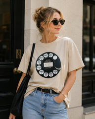 Vintage Rotary Phone Dial Pattern T-Shirt--VINT029
