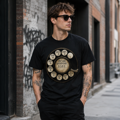 Vintage Rotary Phone Dial Pattern T-Shirt--VINT031