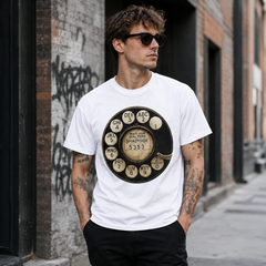Vintage Rotary Phone Dial Pattern T-Shirt--VINT031