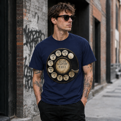 Vintage Rotary Phone Dial Pattern T-Shirt--VINT031