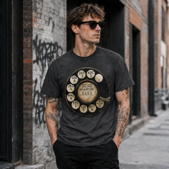 Vintage Rotary Phone Dial Pattern T-Shirt--VINT031