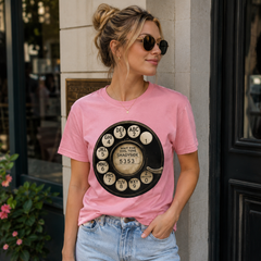 Vintage Rotary Phone Dial Pattern T-Shirt--VINT031