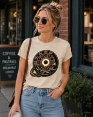 Vintage Rotary Phone Dial Pattern T-Shirt--VINT033