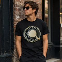 Vintage Rotary Phone Dial Pattern T-Shirt--VINT034