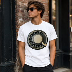 Vintage Rotary Phone Dial Pattern T-Shirt--VINT034