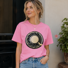 Vintage Rotary Phone Dial Pattern T-Shirt--VINT034