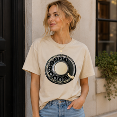 Vintage Rotary Phone Dial Pattern T-Shirt--VINT034