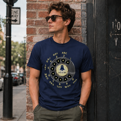 Vintage Rotary Phone Dial Pattern T-Shirt--VINT037