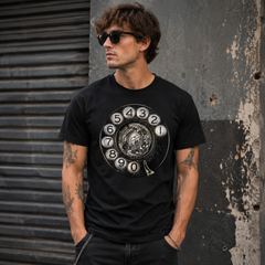 Vintage Rotary Phone Dial Pattern T-Shirt--VINT038