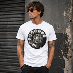 Vintage Rotary Phone Dial Pattern T-Shirt--VINT038