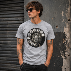 Vintage Rotary Phone Dial Pattern T-Shirt--VINT038