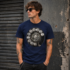 Vintage Rotary Phone Dial Pattern T-Shirt--VINT038