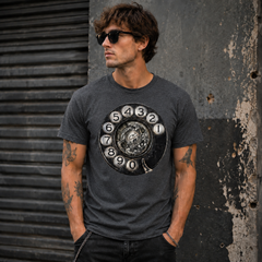 Vintage Rotary Phone Dial Pattern T-Shirt--VINT038