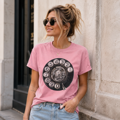 Vintage Rotary Phone Dial Pattern T-Shirt--VINT038
