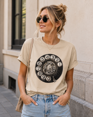 Vintage Rotary Phone Dial Pattern T-Shirt--VINT038