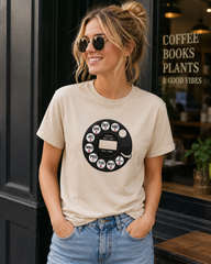 Vintage Rotary Phone Dial Pattern T-Shirt--VINT045