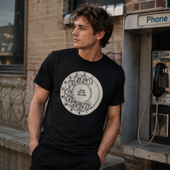 Vintage Rotary Phone Dial Pattern T-Shirt--VINT046