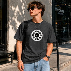 Vintage Rotary Phone Dial Pattern T-Shirt--VINT054