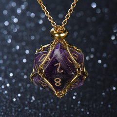Natural purple crystal dice necklace
