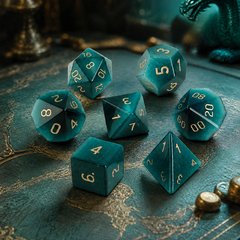 Peacock Blue Cat's Eye Stone Dice