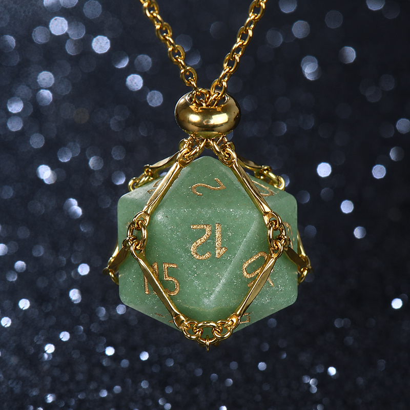 Natural green polyhedral dice stone