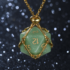 Natural green polyhedral dice stone