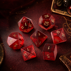Transparent red glass multifaceted crystal dice