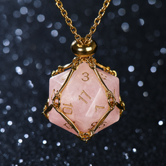Natural rose quartz polyhedral dice stone
